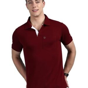 Men's Half Sleeve Soild Casual Regular Fit T-Shirt with Chest Pocket | Polo Tshirt for Men