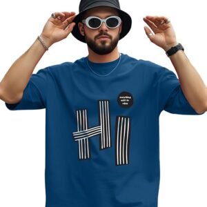 Mens Loose Fit Oversized Printed Cotton T-Shirts Half Sleeve Drop Shoulder Men Tshirt