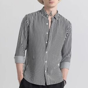 Men's Cotton Casual Printed Striped Stylish Latest Shirt for Men