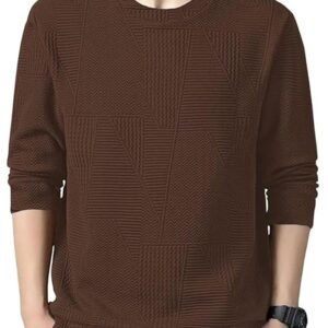 Full Sleeve T Shirt for Men | Casual T-Shirts for Man|Poly Cotton Textured Oversized Fit T-Shirt | Round Neck T-Shirt's