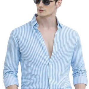 Men's Casual Printed Striped Stylish Latest Formal Shirt for Men Plus Size Shirt for Men