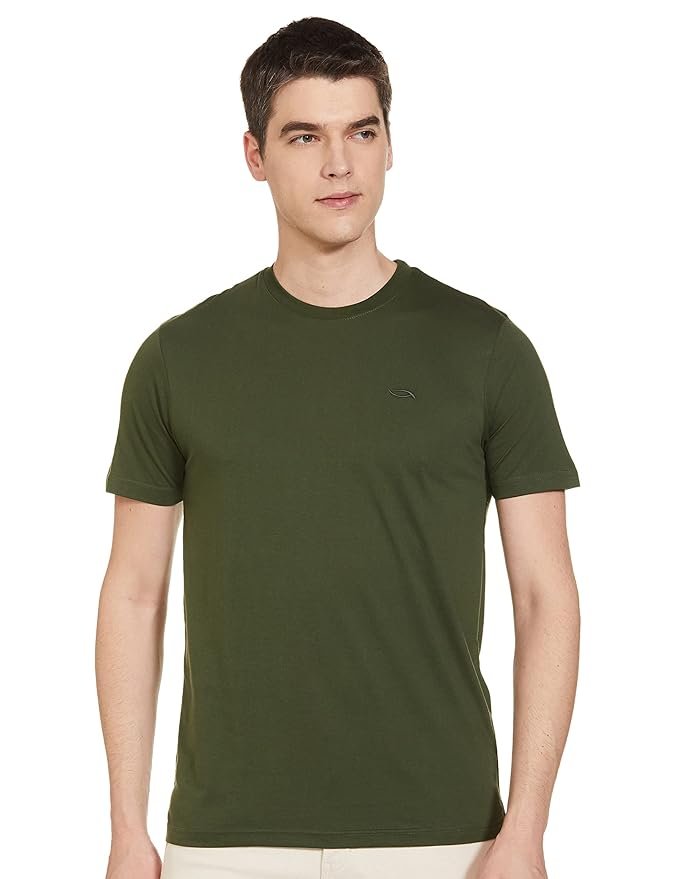 Men's Cotton Regular Fit Half Sleeves Crew Neck Solid Lounge T-Shirt