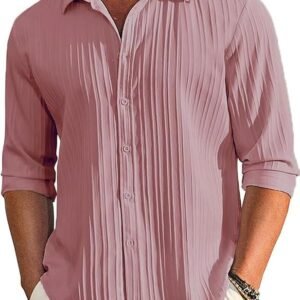 Men's Casual Button Down Shirts Long Sleeve Linen Shirt Fashion Textured Beach Summer Shirts| Men Stylish Shirt | Men Fancy (Available in Plus Size)