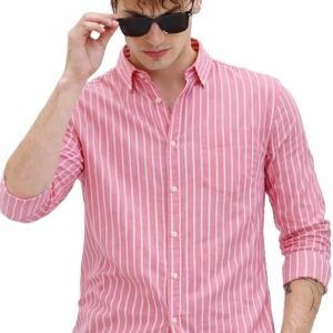 Men's Casual Printed Striped Stylish Latest Formal Shirt for Men