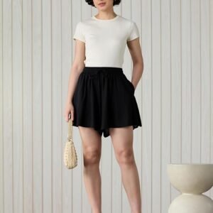 Symbol Women's Flared Shorts (with Self Fabric Belt) (Available in Plus Sizes)