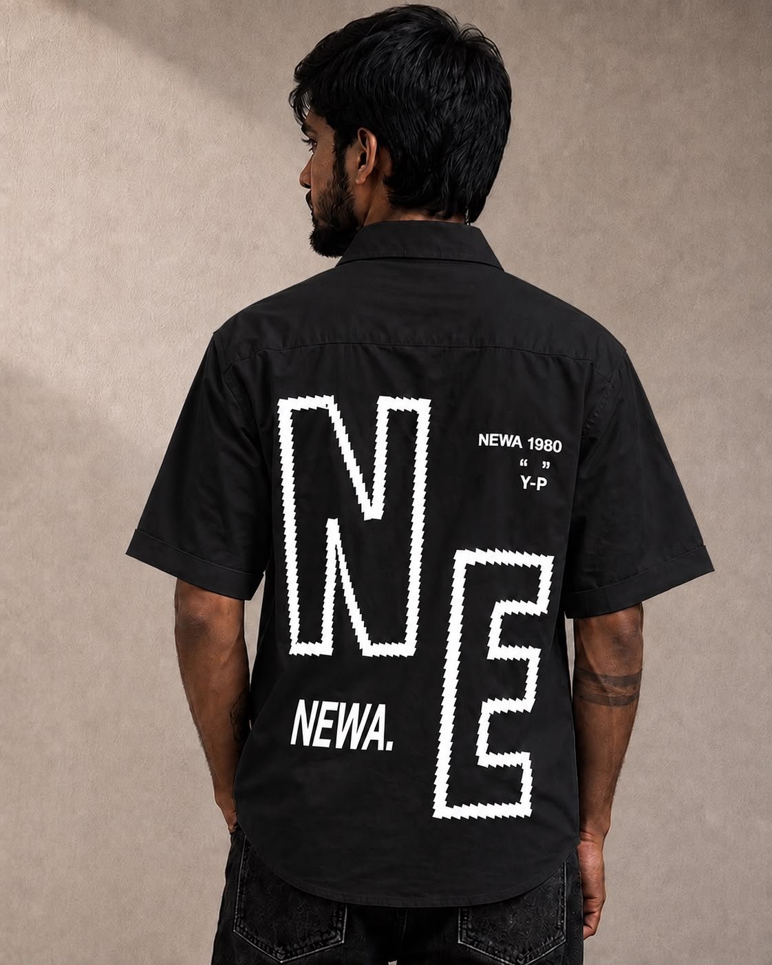 Newa 1990 Prnted Oversize Half Slave Shirt For Men. Comfortable Shirts - Image 9