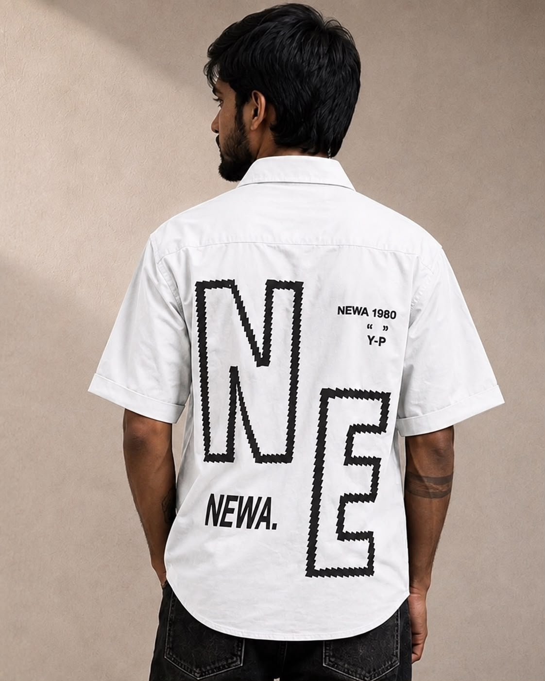 Newa 1990 Prnted Oversize Half Slave Shirt For Men. Comfortable Shirts - Image 5