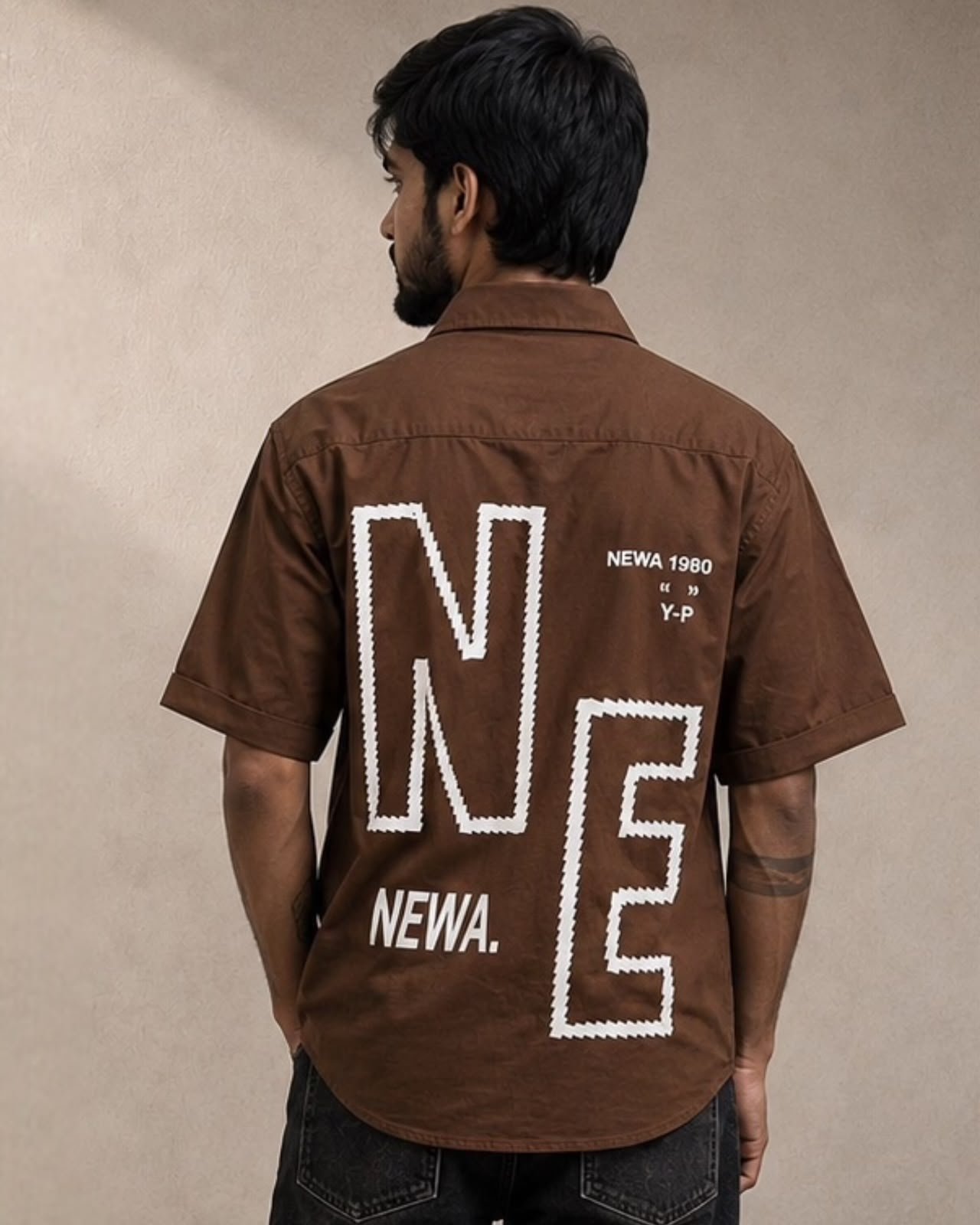 Newa 1990 Prnted Oversize Half Slave Shirt For Men. Comfortable Shirts - Image 3