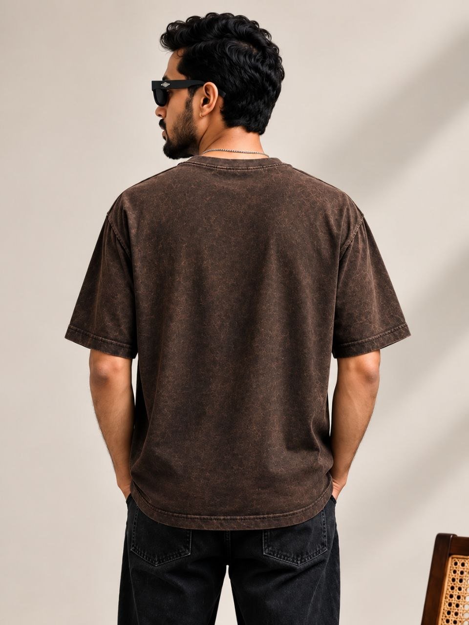 Acid Wash - Oversize T-Shirt For Mans. Round Neck Fabric 100% Cotton Purple, Dark Green,Black T-Shirt - Image 5